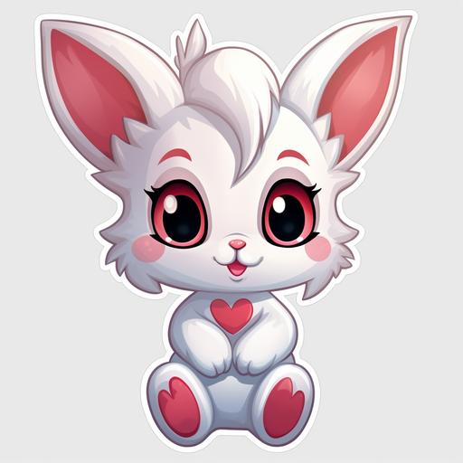 cute cartoon amine style bunny with a heart shaped tail sticker