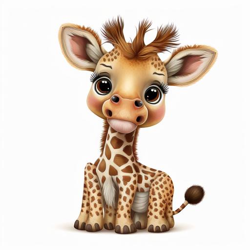 cute cartoon baby safari giraffe whitte background --q 2