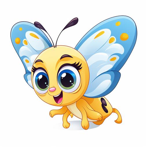cute cartoon butterfly white background