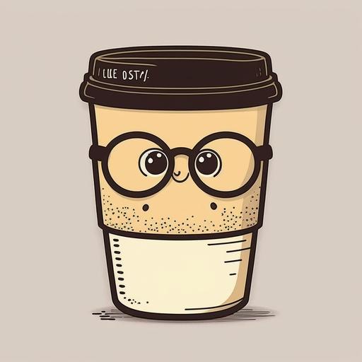 cute cartoon coffee cup with black outline