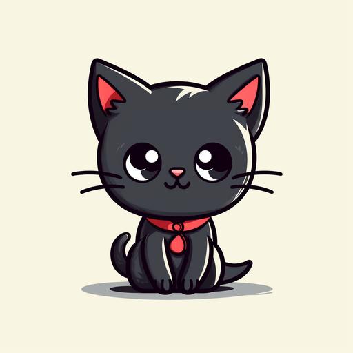 cute cartoon kitty with black outline