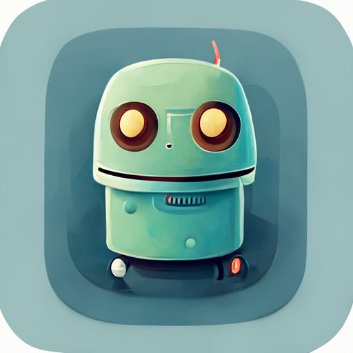 cute cartoon of a robot talking, icon for android app