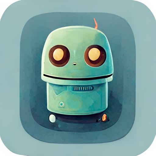 cute cartoon of a robot talking, icon for android app