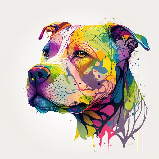 cute, cartoon, pitbull, colorful, vector, white background