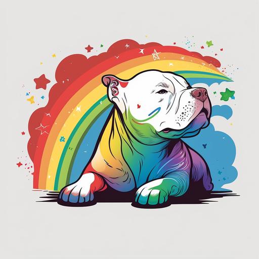 cute, cartoon, pitbull, rainbow, vector, white background