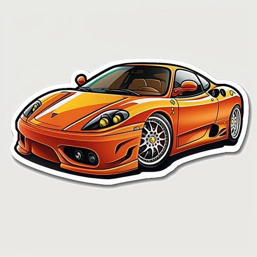 cute cartoon sticker - Ferrari 360 challenge, isolated on white background, high detail, insanely high detailed, accurated design, quality 5