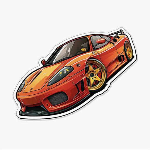 cute cartoon sticker - Ferrari 360 challenge, isolated on white background, high detail, insanely high detailed, accurated design, quality 5