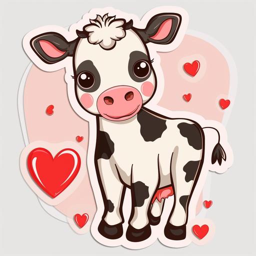 cute cartoon sticker of texas cows with heart shaped spots sticker style