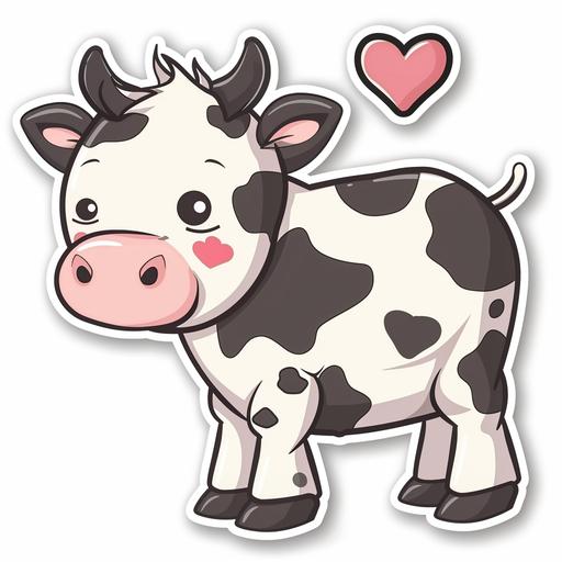 cute cartoon sticker of texas cows with heart shaped spots sticker style
