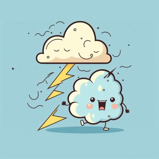 cute cartoon storm cloud with lightening bolt