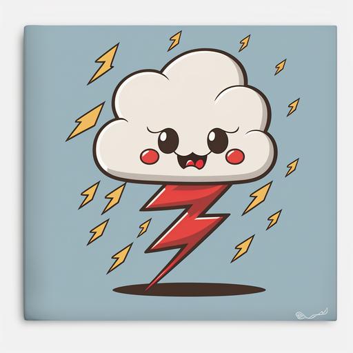 cute cartoon storm cloud with lightening bolt
