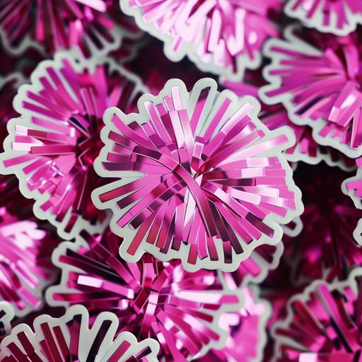 cute cartoon style sticker cheerleader pom poms in hot pink metallic looking