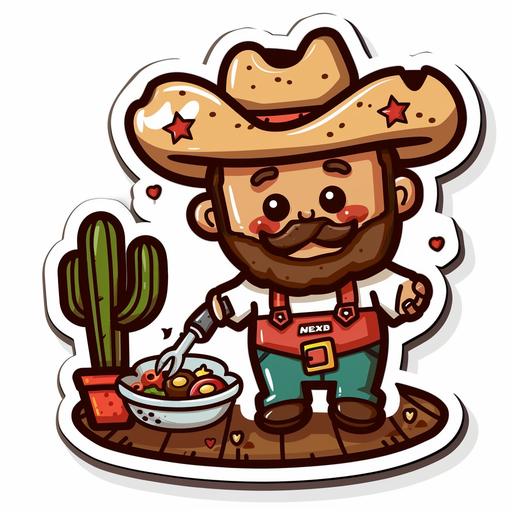 cute cartoon style sticker texas BBQ in cute cartoon style sticker