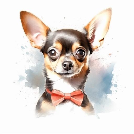 cute chihuahua dog drawing in watercolor style