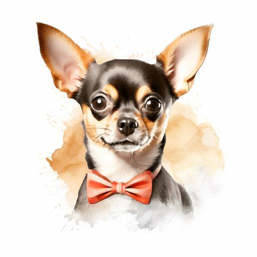 cute chihuahua dog drawing in watercolor style