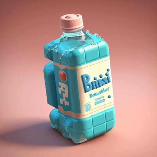 cute crushed water bottle in the shape of a brick   stylised PBR Nintendo game --v 4
