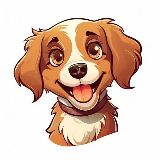 cute dog face, smile, clipart, cartoon, element, white background --v 5.1 --q 2 --s 750