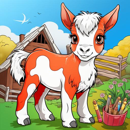 cute farm animals in 4k, cover book for kids title: Farm animals coloring book