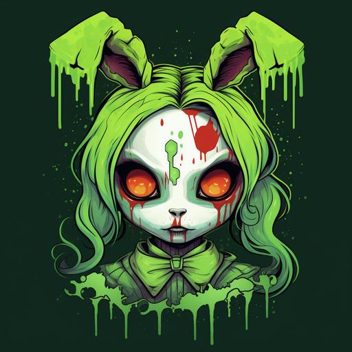 cute female zombie bunny green logo