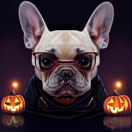 cute french bulldog in a halloween costume --test --creative --upbeta