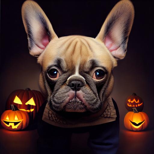cute french bulldog in a halloween costume --test --creative --upbeta