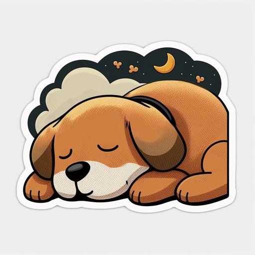 cute friendly cartoon sleepy dog sticker