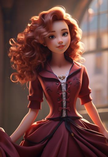 cute girl cartoon wallpaper for screen, in the style of charming realism, light maroon, i can't believe how beautiful this is, disney animation, meticulous details, elegant clothing, curvilinear --ar 11:16