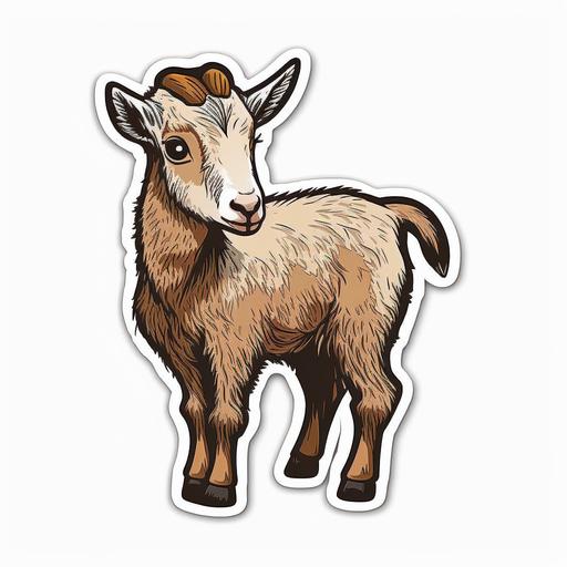 cute goat, sticker, vector, white background