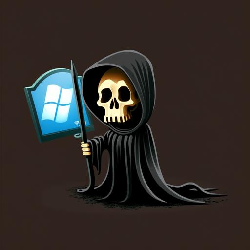 cute grim reaper with microsoft logo