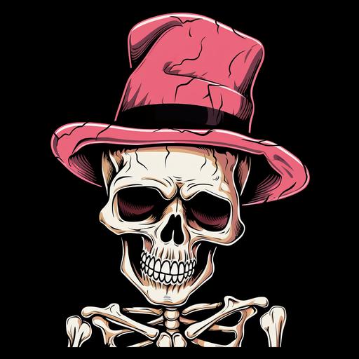 cute halloween themed, skeleton wearing a hat, tshirt design graphic, jagged edges, caricature, appropriation artist, digitally enhanced, contour, no background --no mockup --v 5.2