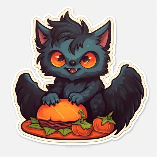 cute hellcat eating chicken sticker