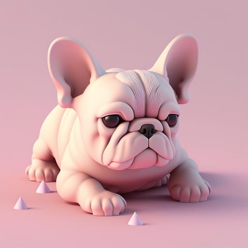Tiny cute isometric french bulldog emoji, soft smooth lighting, with soft pastel colors, 3d icon clay render, 100mm lens, 3d blender render, trending on polycount, modular constructivism, pink background, physically based rendering, centered --q 0.5 --q 0.5