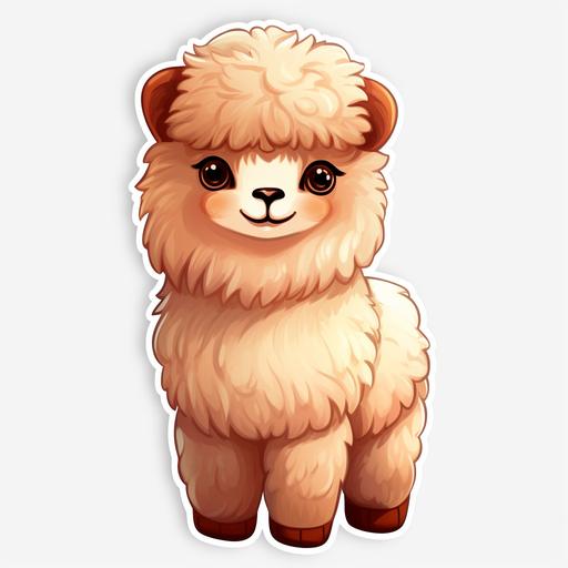 cute, kawaii alpacca, fluffy, cartoon, sticker