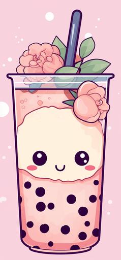 cute kawaii boba bubble tea aesthetic drawed wallpaper --ar 15:32