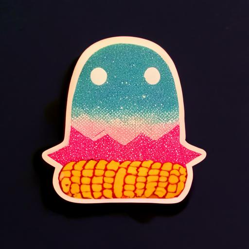 cute kawaii corn sticker , synthwave style