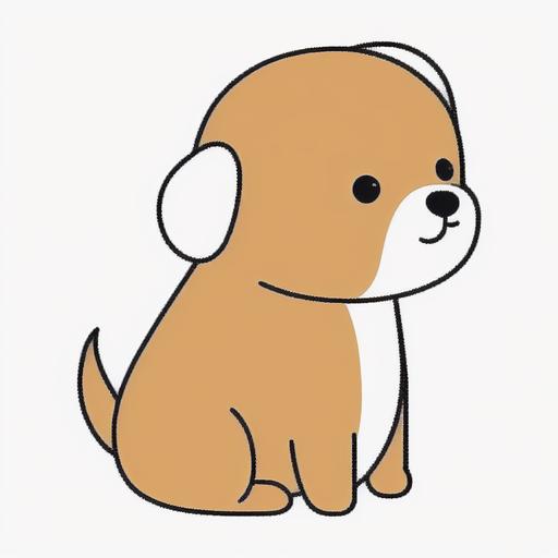 cute kawaii dog, cartoon style, outlines drawing-- v4
