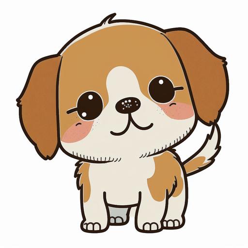 cute kawaii dog, cartoon style, outlines drawing-- v4