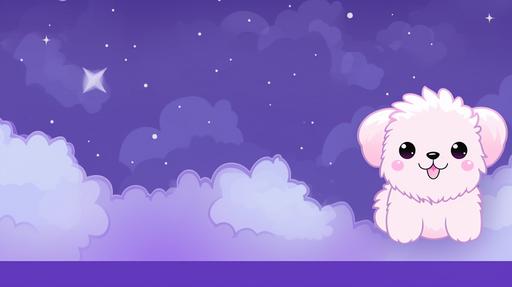 cute kawaii dog purple twitch banner background --ar 16:9