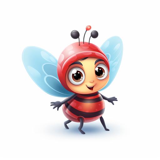cute lady bug fly, cartoon ilustration for kids on white background