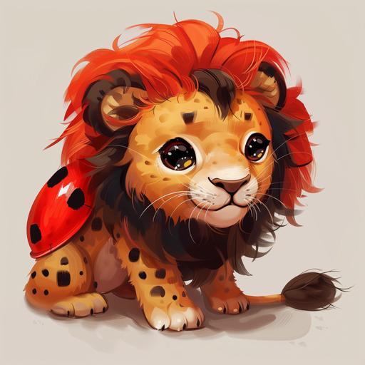 cute ladybug, lion, hybrid animal crossover fusion