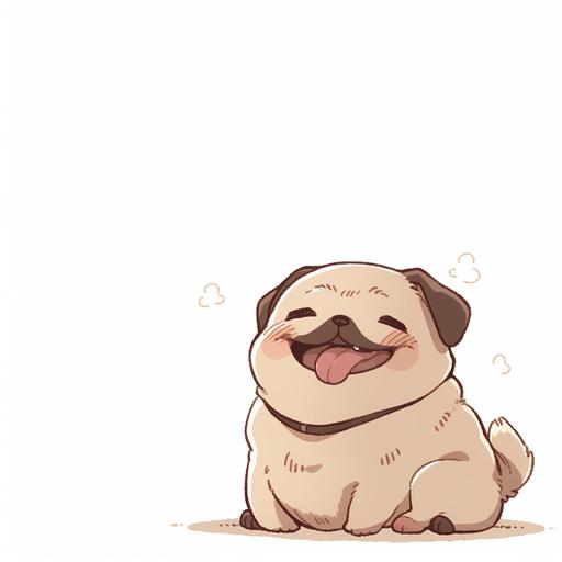 cute laughing pug white background --q 2 --niji 5