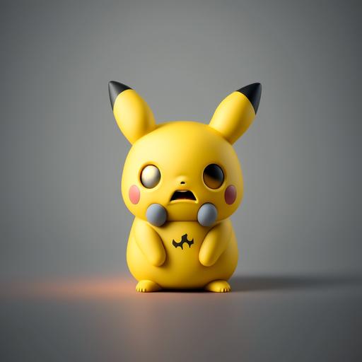cute minimalistic creepy Pikachu art toy character, high end, character design --v 4 --q 2 --v 4 --q 2
