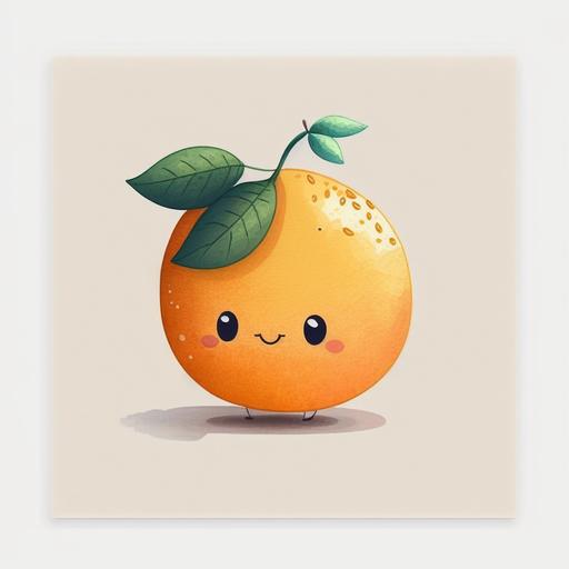cute orange fruit in watercolor paint