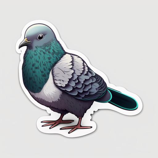 cute pigeon cartoon sticker with white border, white background, --v 4