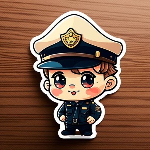 cute police officer sticker cartoon style