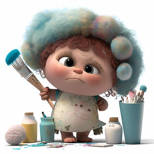 cute professional polly with crafts like paper brusher paint glue png