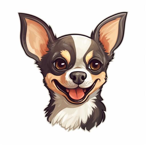 cute puppie chihuahua mexican face, smile, clipart, cartoon, element, white background --v 5.1 --q 2 --s 750