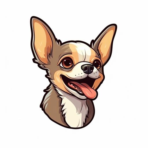 cute puppie chihuahua mexican side face, laughing at loud, wondering face expression, funny face, thinking, clipart, cartoon, element, white background --v 5.1 --q 2 --s 750