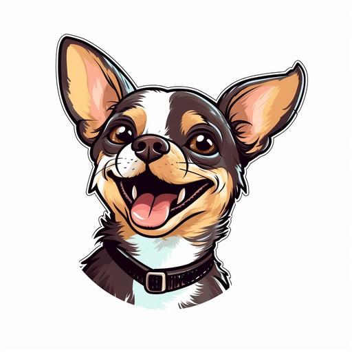 cute puppie chihuahua mexican side face, laughing at loud, wondering face expression, funny face, thinking, clipart, cartoon, element, white background --v 5.1 --q 2 --s 750