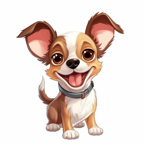 cute puppie chihuahua mexican side face, laughing at loud, wondering face expression, funny face, thinking, clipart, cartoon, element, white background --v 5.1 --q 2 --s 750